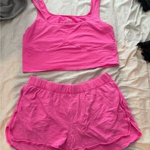 PINK Victoria's Secret Bright Pink Pajama Set